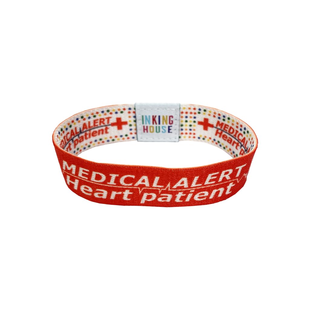 Set of Heart Patient elastic Wrist band wristband/Key tag Medical Alert, Red, 19 CM X 2 CM - Image 4