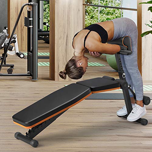PERLECARE Adjustable Weight Bench for Full Body Workout - All-in-One Durable Exercise Bench Holds up to 772 lbs, Foldable Flat/Incline/Decline Workout Bench with Two Exercise Bands for Home Gym