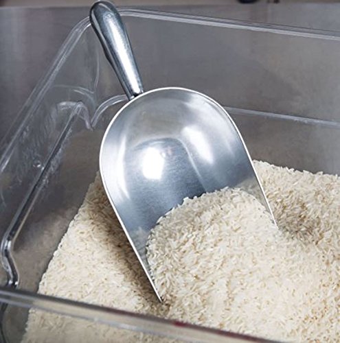 Aluminum Scoop with Contoured Handle 5 oz. Capacity Size 6”x 3" Mirror Finish Heavy Duty Ideal For Bar, Ice, Dry Bin, Dry Goods, Candy, Spice, Popcorn, Flour, Kitchen, Coffee, Grains, Suger And More - Thumbnail 2