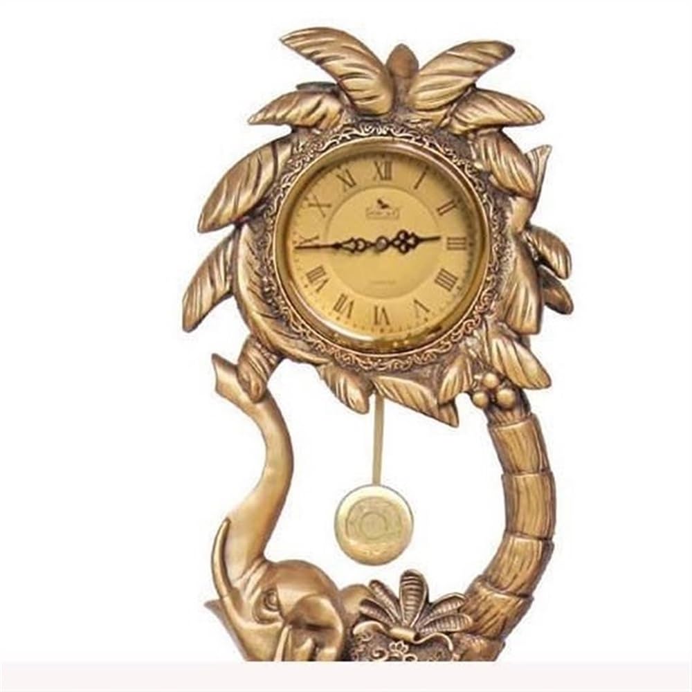 Decorativo Reloj de pie Vertical Adornos Mesa para la Oficina | Reloj Vertical Metal Acabado Envejecido Decoración Vertical(Gold)