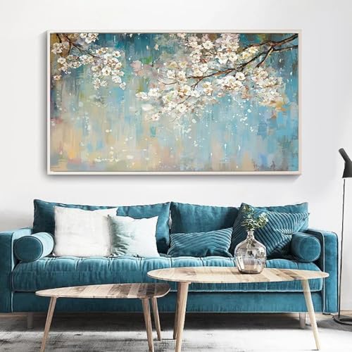 Peinture florale abstraite imprimée sur toile grand tableau mural 90x180 cm - 2