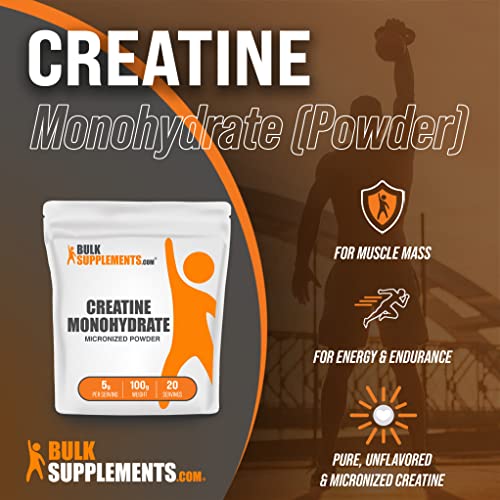 Bulksupplements.com Creatine Monohydrate Powder - Micronized Creatine Monohydrate - Creatine Pre Workout - 5G (5000Mg) Of Creatine Powder Per Serving, Gluten Free (100 Grams - 3.5 Oz) #TOP2