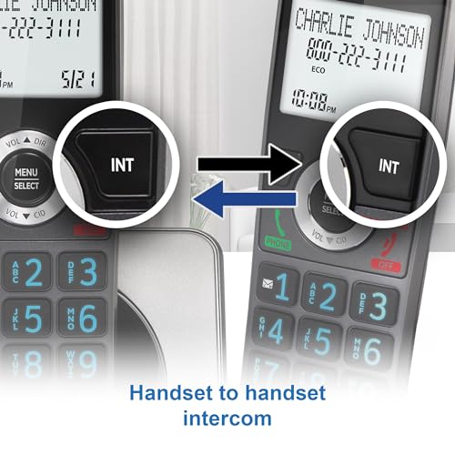 Image of AT&T GL2101-4 DECT 6.0 4-Handset Cordless Phone, Graphite & Black | Call Block, Caller ID, Full-Duplex Handset Speakerphone, 2 inch White Backlit Display, Lighted Keypad