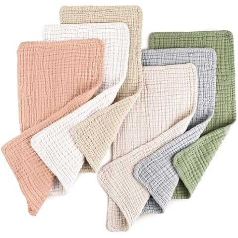 Konssy Muslin Baby Burp Cloths Sets for Unisex- 6 Pack Large 100% Cotton Burping Clothes for Newborn，Baby Girls and Boys Cover