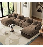 143" Oversized Modular Sectional Sofa U Shaped Cloud Couch 6 Seat Sofa Set for Living Room Comfy ...