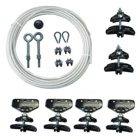 Festoon System Kit, 1/4 in Rope, L 80 Ft