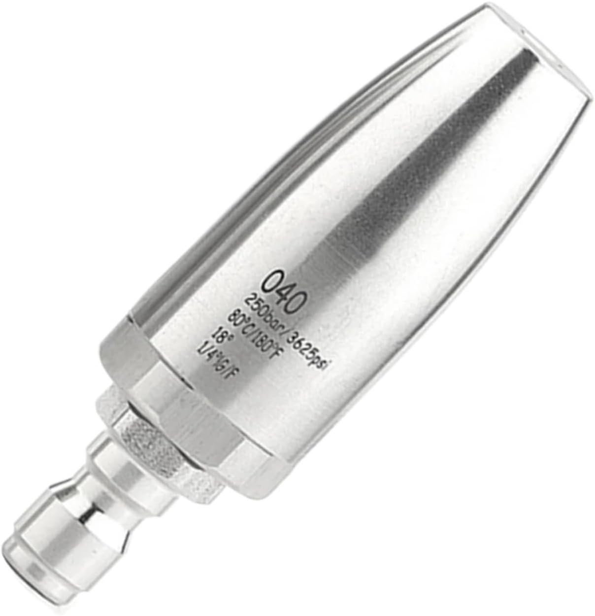 圧力洗浄機用ターボノズル 回転式 温水・冷水対応 1/4インチクイックコネクト ステンレススチール 3625 PSI(040)