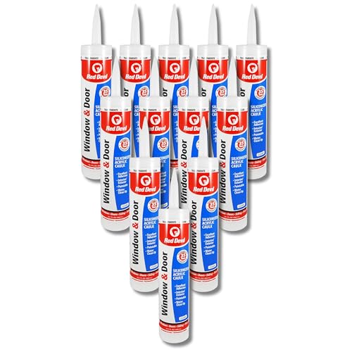 Red Devil 087612 Window &amp; Door Siliconized Acrylic Caulk (Clear), 10.1 oz, Pack of 12