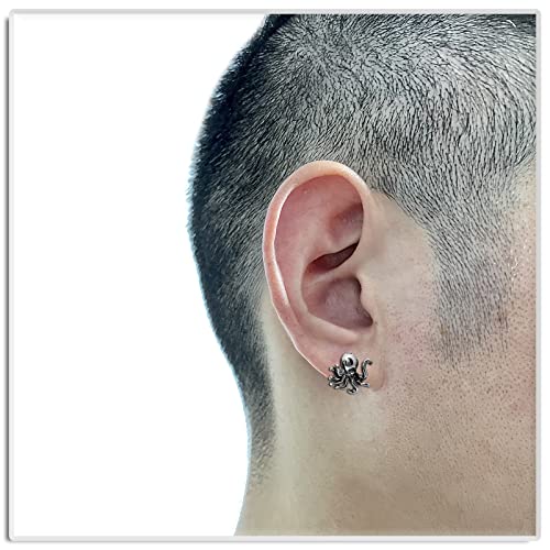 Xusamss Punk Body Piercing Earrings Stainless Steel Animal Octopus Stud Earrings2