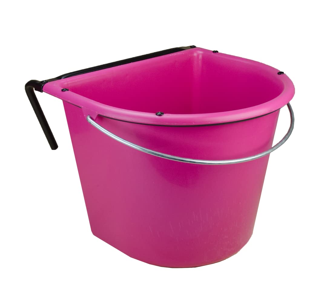 Comedero Vplast para caballo de 15 L con gancho y manija rosa para alimentación estable