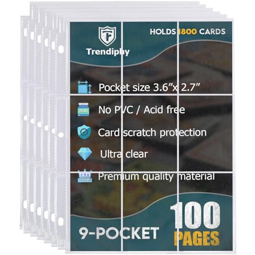 1800 pochettes cartes à collectionner, 9 cases premium, 100 pages recto-verso