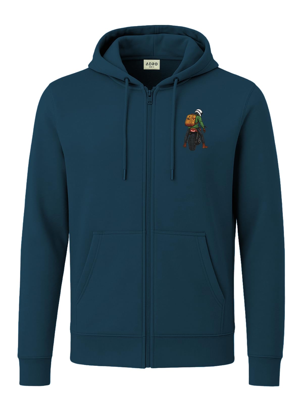 ADRO Męska bluza z kapturem o regularnym kroju, z zamkiem błyskawicznym, bawełna 320 g/m², zamek błyskawiczny, miękka tkanina i bluzy z nadrukiem