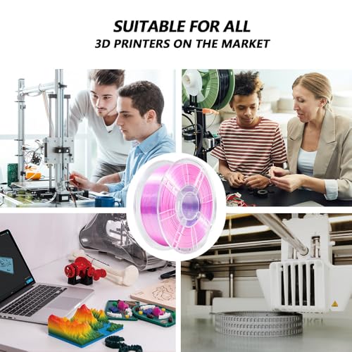 Image of iBOSS PLA Plus Filament 1.75mm Dual Color, Shiny Silk PLA PRO 1kg 3D Printer Filament, Coextruded 3D Printing Filament Magic PLA+, Fits for Most FDM 3D Printers (Silk Purple Silver)