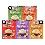 Idahoan Perfect Mash Potato Variety Pack of 8 x 109g - Instant Mashed Potato Family Pack Butter & Herb, Buttery, Bacon & Cheese, Roasted Garlic, Cheddar Cheese Mashed Potaoes Cooks in 1 Minute - Image 1