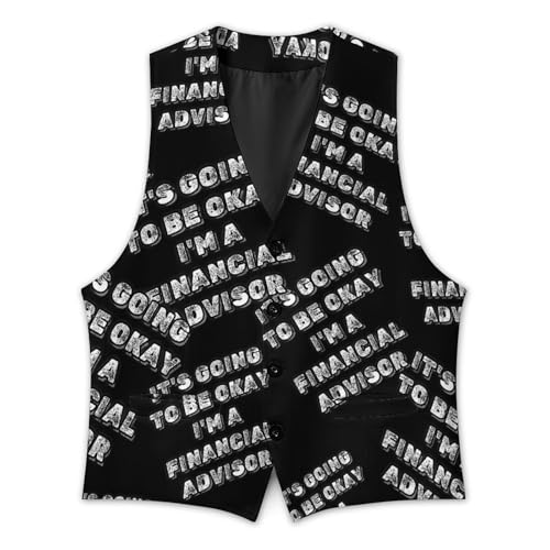 It's Going to Be Okay I'm A Financial Advisor Casual Suit Vest for Men Formal Business Dress Regular Fit Waistcoat Tuxedo2