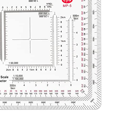 CYA Mapa militar quadrado escala coordenada transferidor mapa para navegação terrestre, estilo milit