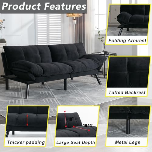 Mwrouqfur 010 71 Inch Velvet Futon Couch Bed thumb #3
