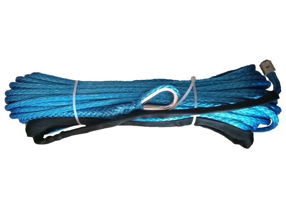 Lina wyciągarki, 10mm x 30m 3/8 "* 100 'ATV UTV 4WD Syntetyczna linka linowa linowa z osłoną naparstkową,Bezpieczniejsze i trwalsze(Grey)