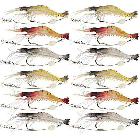 Goture Soft Lures Shrimp Bait Set, Freshwater/Saltwater, Trout Bass Salmon, 12 Piece Cover