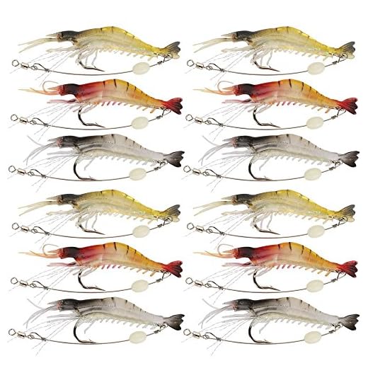 Goture Soft Lures Shrimp Bait Set, Freshwater/Saltwater, Trout Bass Salmon, 12 Piece