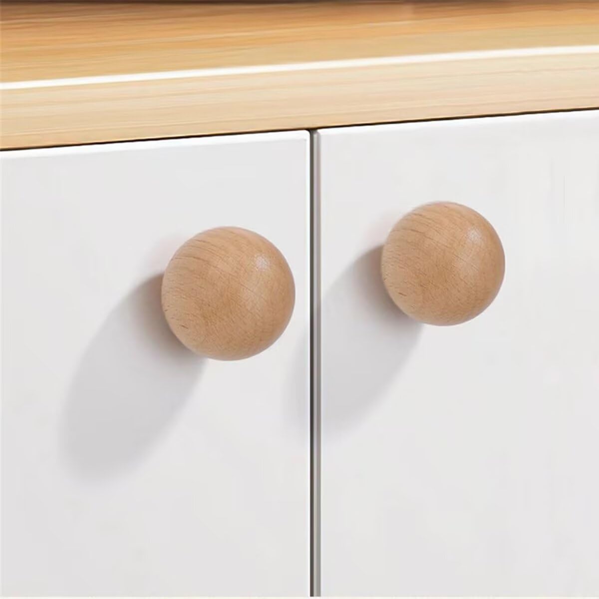 Lot De 10 Boutons En Hêtre Poncé Avec Insert Métal – 30x25 Mm, Pour Tiroirs
