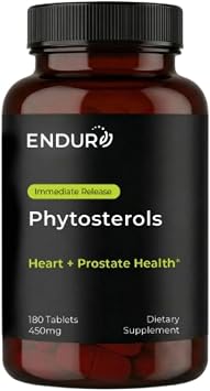 Endurance Products ENDUR - Phytosterols Plant Sterols Complex - 450 mg - Heart & Healthy Cholesterol Support, Prostate Health & Urinary Comfort Support - High-Potency - 180 Tablets