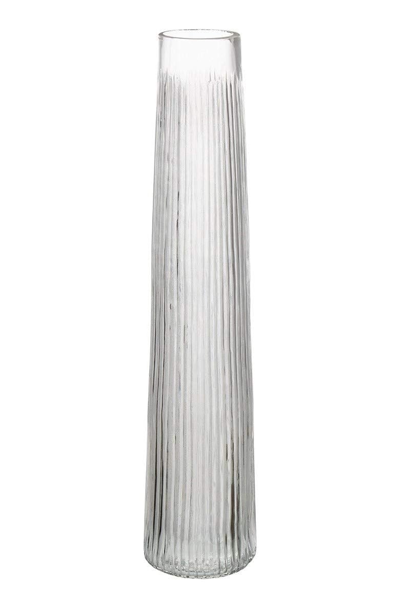 GALLIVANT Decorative Glass Vase for Home Decor Cylindrical Glass Flower Pot for Living Room, Bedroom, Dining Table & Side Corners |Textured Pleated Vase for Flowers (Medium)-image-9