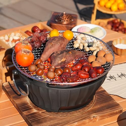 Parrilla de Hierro Fundido Hibachi, Parrilla de carbón para Barbacoa, Estufa portátil, Mini Parrilla de carbón, Estufa de Camping para Interiores y Exteriores, picnics, Fiestas de Barbacoa,