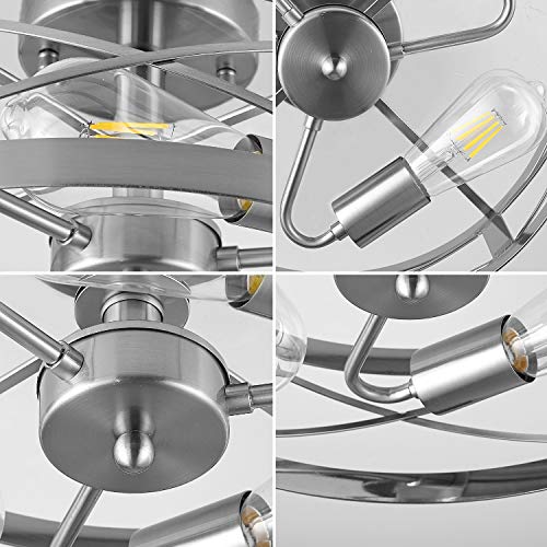 SHENGQINGTOP Modern 3-Light Semi-Flush Mount Ceiling Light 13 Inches Round Lighting Fixtures for Kitchen Island Dining Room Bedroom Farmhouse Foyer Hallway Front Door, Brushed Nickel Finish by SHENGQINGTOP - Image 4