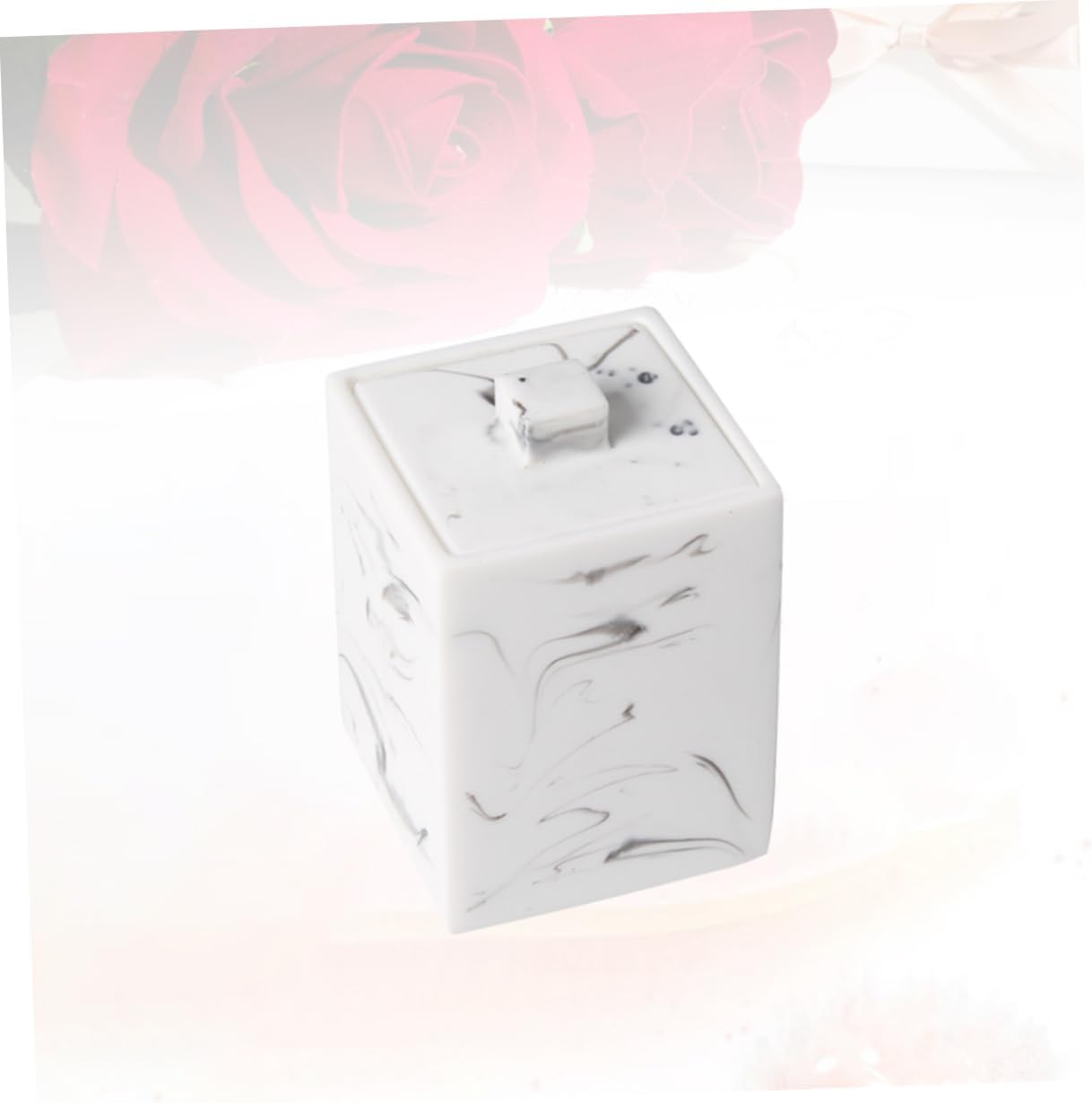 Use Marble Pattern Storage Box Makeup Cotton Box with Lid Swab Organizer
