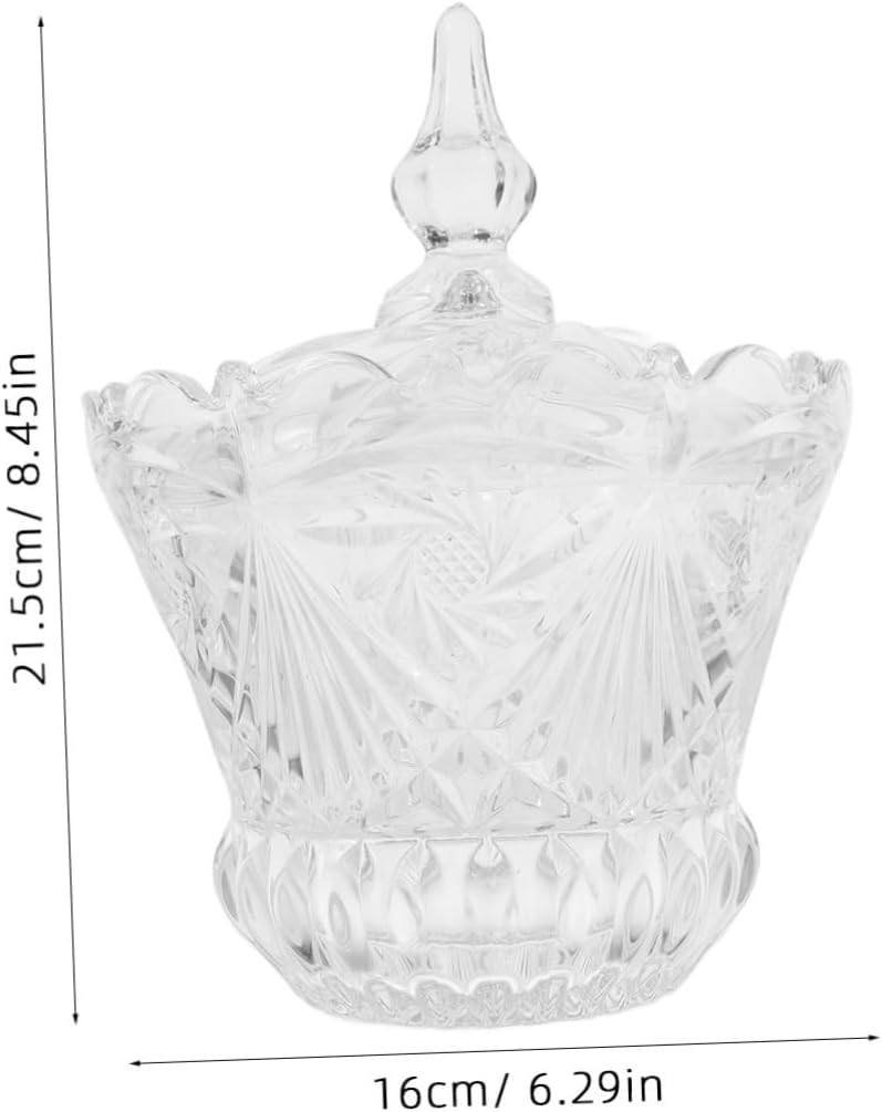 GANAZONO Elegant Glass Candy Jar with Lid Clear Decorative Candy Dish for Home Office and Parties Versatile Storage for Snacks Nuts and Treats for Weddings and Holidays