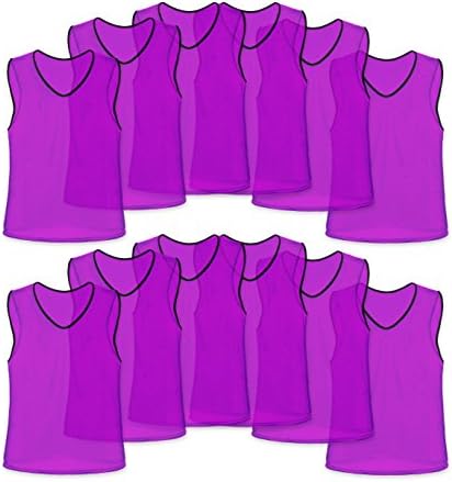 Unlimited Potential Nylon Mesh Scrimmage Team Practice Vests Pinnies Jerseys for Children Youth Sports Basketball, Soccer, Football, Volleyball (12 Pack, Purple, Youth)