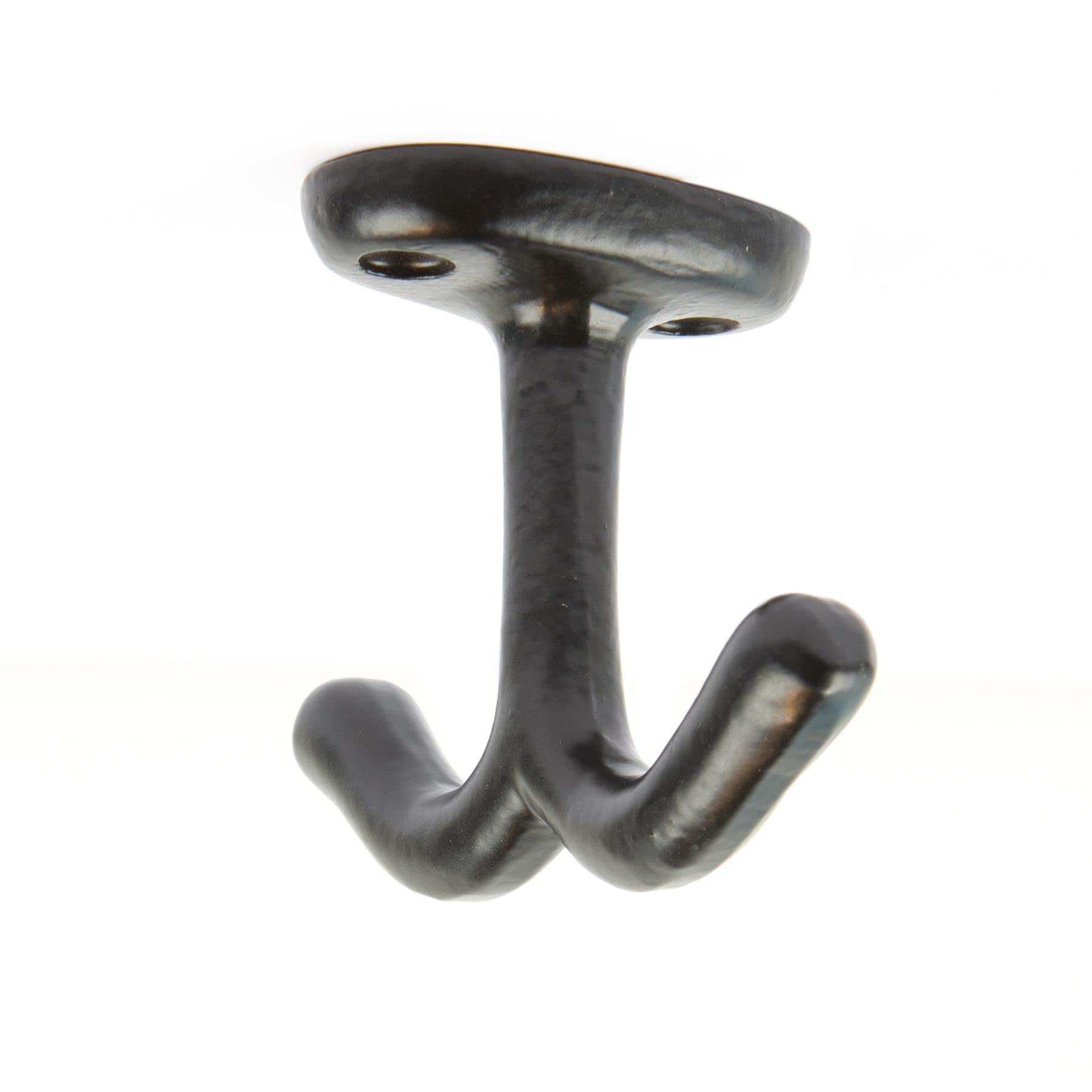 Hammer and Tongs Black 80mm x 60mm Double Ceiling Hook - Cast Iron Vintage Antique Wall Mounted Hanger
