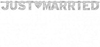 "Just Married" Silver Large Foil Letter Banner - 5.5 ft x 6.25" ( Pack Of 1) - Elegant Celebration Decor Essential