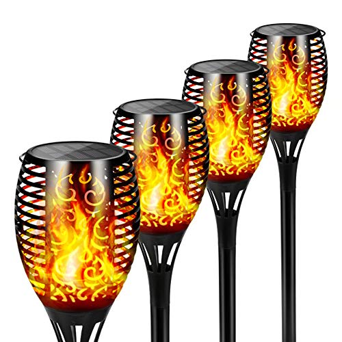 Otdair Solar Lights Outdoor Upgraded, Solar Torch Powered Waterproof Flickering Flames Lights Landscape Decoration Lanterns Dusk to Dawn Auto On/Off Security Light for Garden Patio Deck Yard Driveway