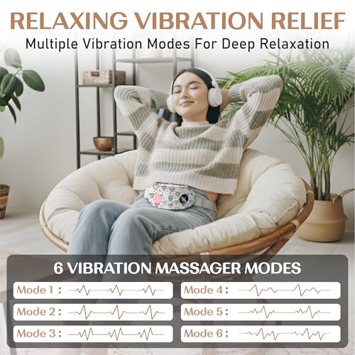 Image of BRONTIX Period Cramp Relief Massager for Women | Portable Cordless Menstrual Pain Relief Heating Pad with 6 Heat & Massage Modes | Electric Periods Cramp Massager | Perfect Gifts for Woman