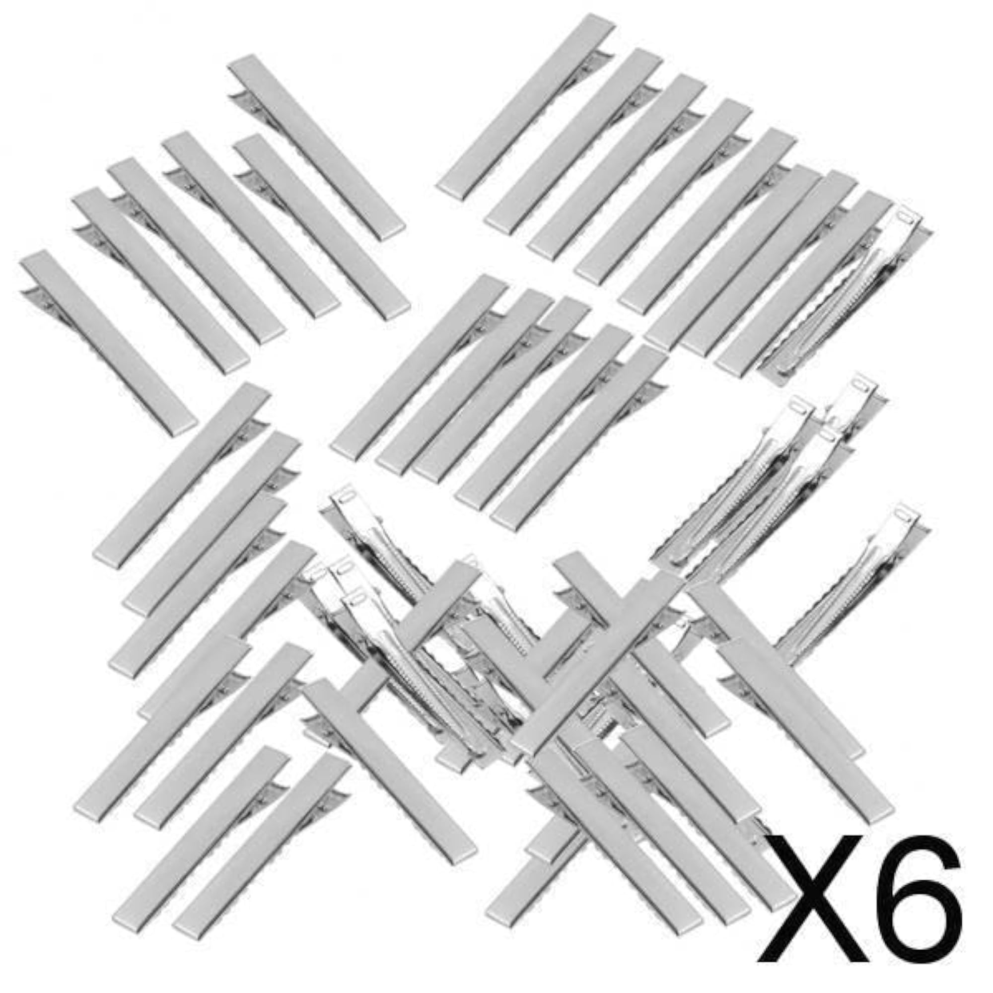 Assorted Size Flat Single Prong Metal Alligator Hair Clips, 50pcs