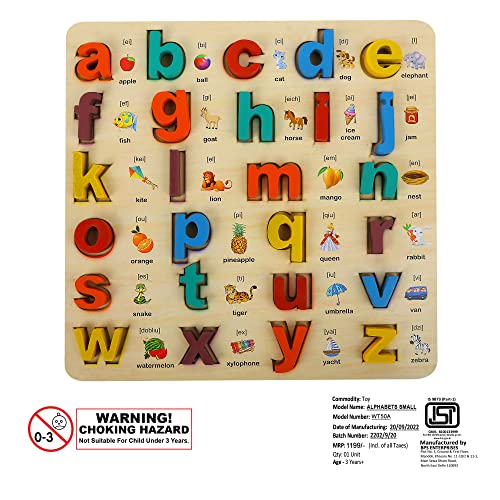Image of MINDMAKER - Wooden Puzzle Educational and Learning Toy for Kids (3D Capital+Small+Numbers)