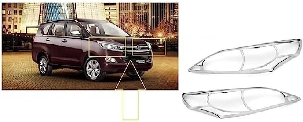 Empica Chrome Plated Headlight Frame Headlamp Cover Car Exterior Accessories Compatible With Toyota Innova Crysta