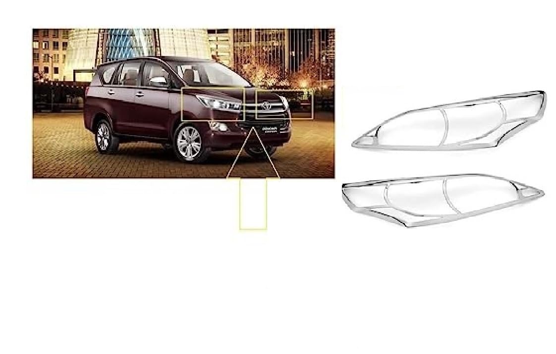 Empica Chrome Plated Headlight Frame Headlamp Cover Car Exterior Accessories Compatible With Toyota Innova Crysta