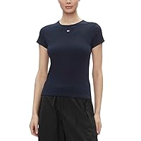 Tommy Jeans Donna T-Shirt Maniche Corte Essential Rib Slim Fit
