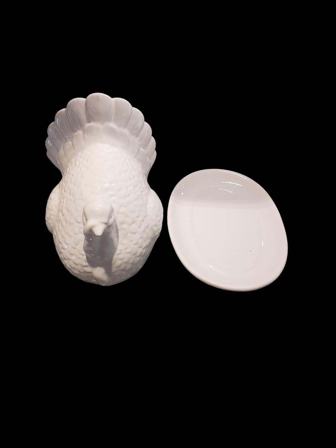 Ceramic Harvest Thanksgiving Turkey Butter Dish 7 x 6 x 4 White