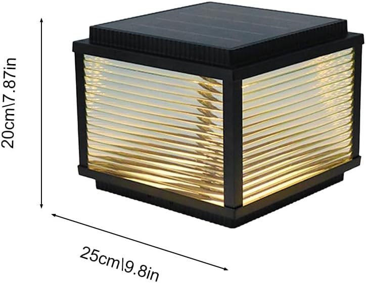 Solar Outdoor Post Light Black Lantern Column Lamp IP65 Waterproof Pillar Post Lighting Solar Powered Fence Deck Lamps Garden Patio Yard Landscape Lantern Exterior Post Lights
