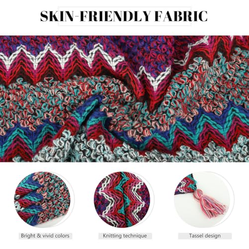 Image of SANNIDHI Shawl for Women Winter Summer, Hand-Knitted Cardigan Shawls for Women, Fashion Ladies Sweater Wrap Poncho Cape with Fringe for All Seasons, Multi Use Beach Cover Up (140x110cm)
