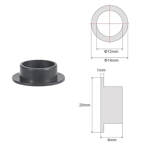 Miniatura 37 de uxcell Los rodamientos ensanchados de la manga 32.8 ft m diámetro interior 39.4 ft m OD 19.7 ft m longitud POM envueltos bujes sin aceite negro
