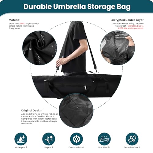 Patio Umbrella Storage Bag,Upgraded 900D Large Beach Umbrella Bag with Padded Carry Strap and Double Open Waterproof Zipper,Universal Pool Umbrella Sleeve for Blissun, Sunshine, Tempera Sun Umbrella