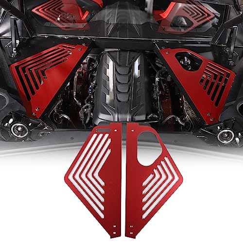 Image of Daeiclru Engine Bay Panel Cover Compatible with Chevrolet Corvette C8 2020-2023, Aluminium Engine Protector Splash Shield, Left Right Engine Case Guards (Red)