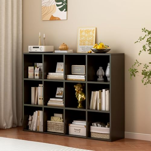 Black 3-Tier Wooden Storage Shelf - Home & Office Display Cabinet