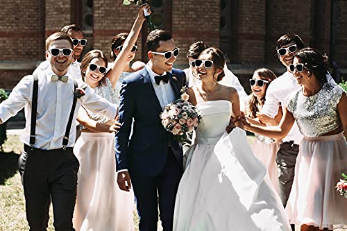 White Sunglasses Bulk Wedding-Bachelorette Party Pack Of 12 Premium Quality Sturdy Frames-Lenses Sunglasses Fit Adults Exactly What You Are Looking For Wedding-Bachelorette Party Sunglasses Ladies Men #TOP2