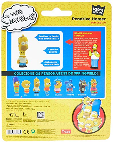 Pen Drive Homer Simpsons 8GB USB Leitura 10MB/s e Gravação 3MB/s Multilaser - PD070